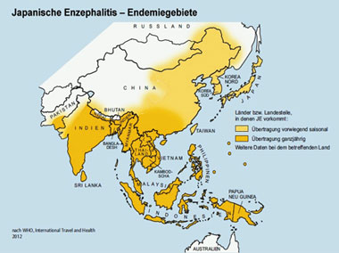 Japanische Encephalitis Verbreitungskarte