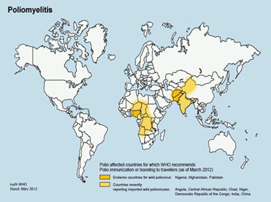 Poliomyelitis Verbreitungskarte